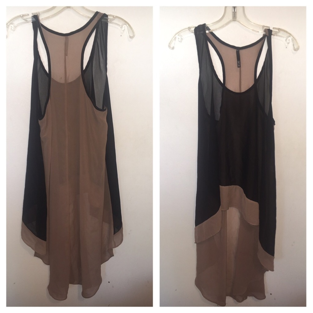 Mesh Black and Tan blouse